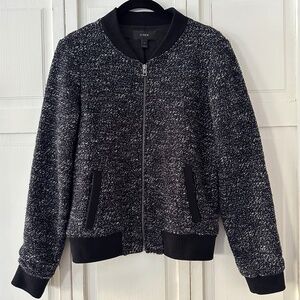 J.Crew Women's Navy Wool Boucle Tweed Bomber Jacket, sz 2